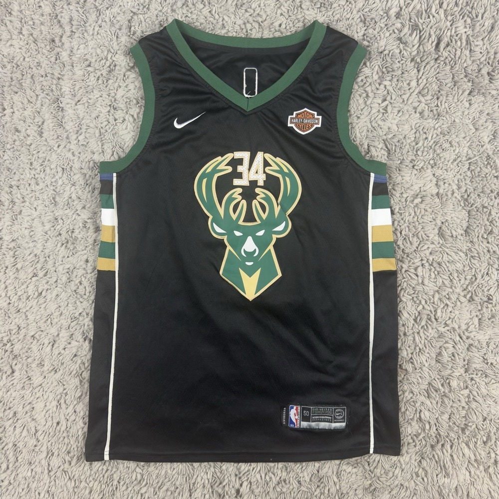 NIKE Milwaukee Bucks Mens Size 50 Giannis Antetokounmpo Jersey Harley Davidson